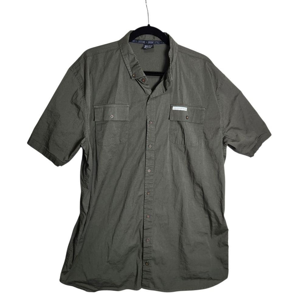 Grunt Style Mens XXL Olive Green Short Sleeve Button Down Tactical Shirt